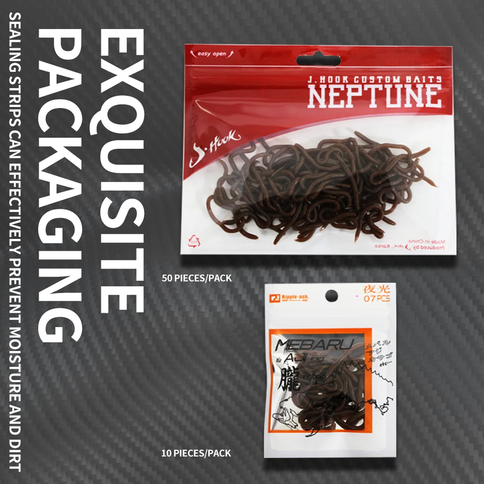 10 UDS-50 Uds 7cm/9cm realista gusano rojo pesca señuelo suave lombriz hielo invierno pesca silicona cebo de pesca Artificial - imagen 5