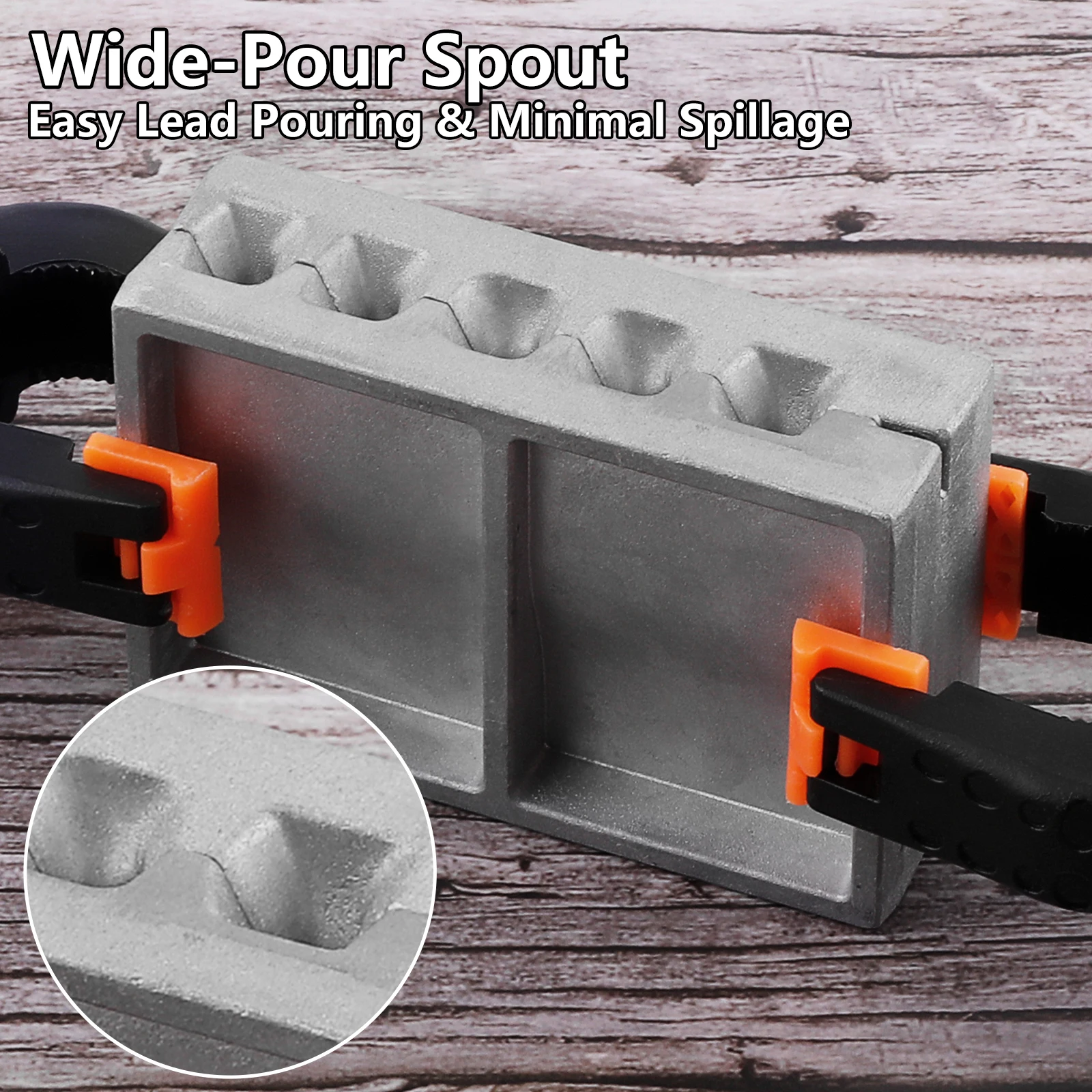 Molde de plomo para pesca – 5 cavidades multitalla sin mango - imagen 4