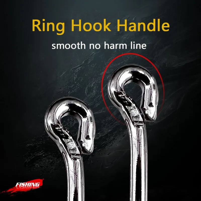 Anzuelos de pesca de carpa de carbono, conjunto de anzuelos de agua dulce y salada, caja de aparejos afilados de púas, 500/600 unids/lote, tamaño 3-12 # - imagen 3