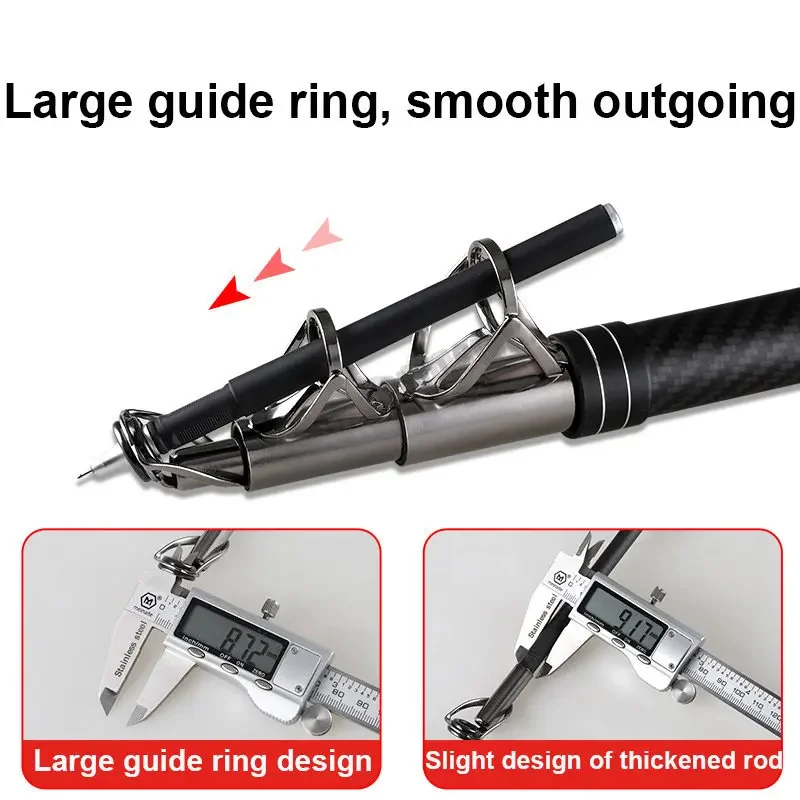 Caña de pescar de carbono de 2,1-4,5 M, barco de mar telescópico, equipo de pesca de alta calidad, 50kg encima, caña de tiro de larga distancia superdura - imagen 5