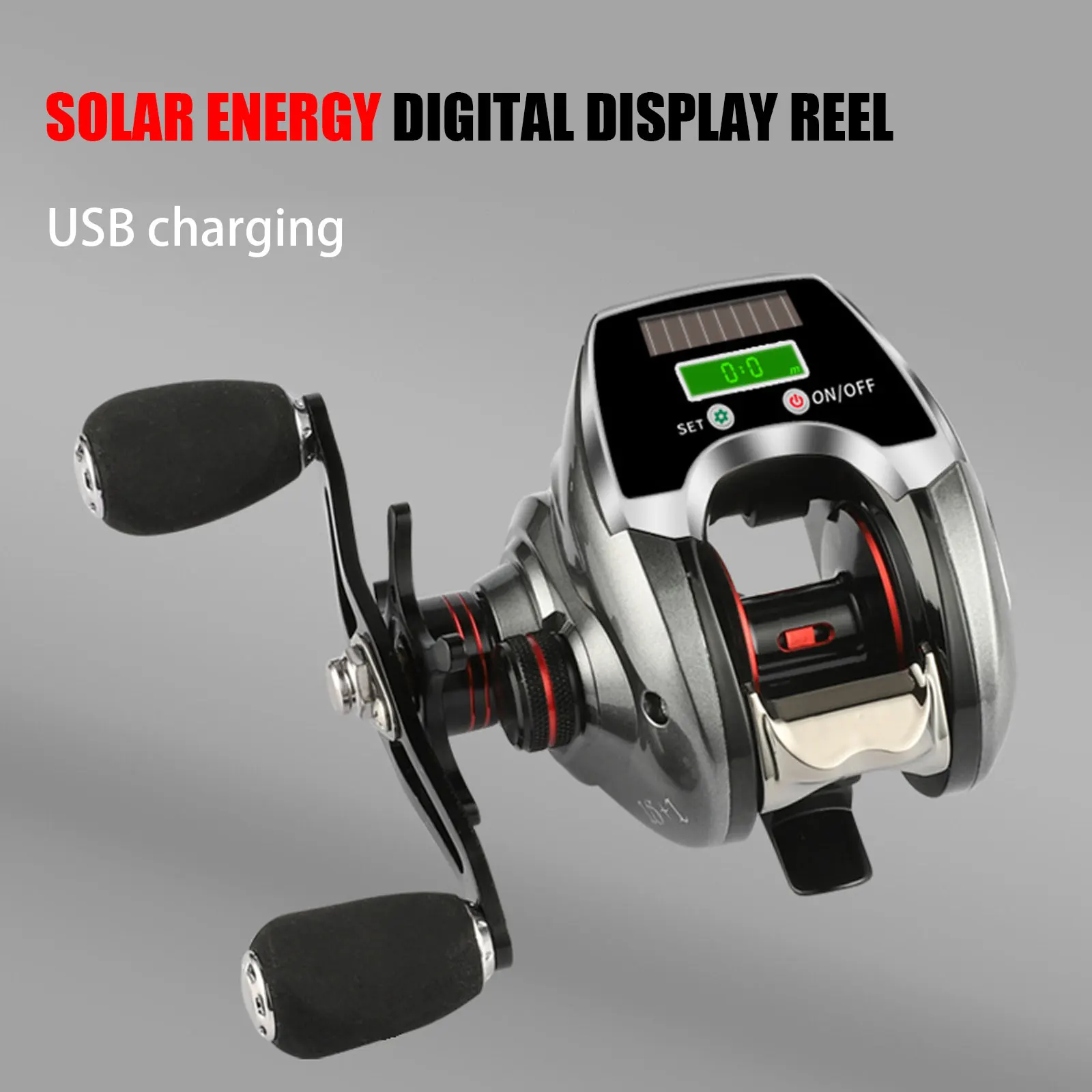 Carrete de pesca Baitcasting electrónico SL500 8,0: 1 6 + 1BB 10kg, arrastre Solar, relación de carga USB, sistema de freno magnético, fundición Moulinet - imagen 5