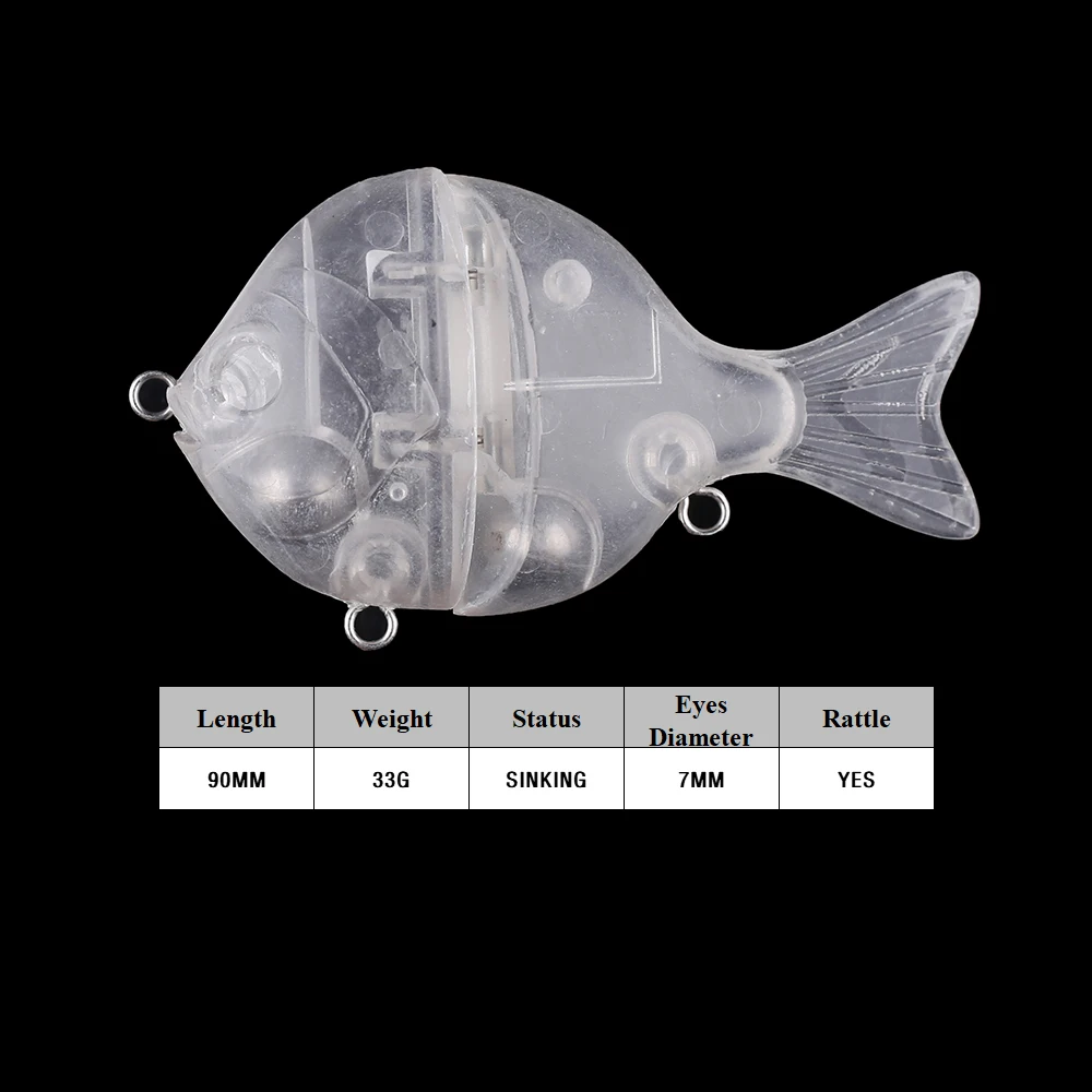 Chan'sHuang-señuelo de pesca Artificial, 5 piezas, sin pintar, en blanco, 9cm, 33g, sonajero de hundimiento, Bluegill Swimbait, 2 segmentos Glide - imagen 2