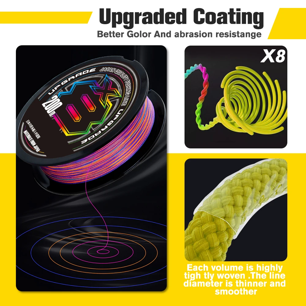 Japón Original Xbraid Upgrade X8 nunca se desvaneció Multicolor línea multifilamento de alta calidad súper fuerte 1000M 500M 300M 8 hebras línea de pesca trenzada duradera agua salada sedoso redondo sin memoria - imagen 2