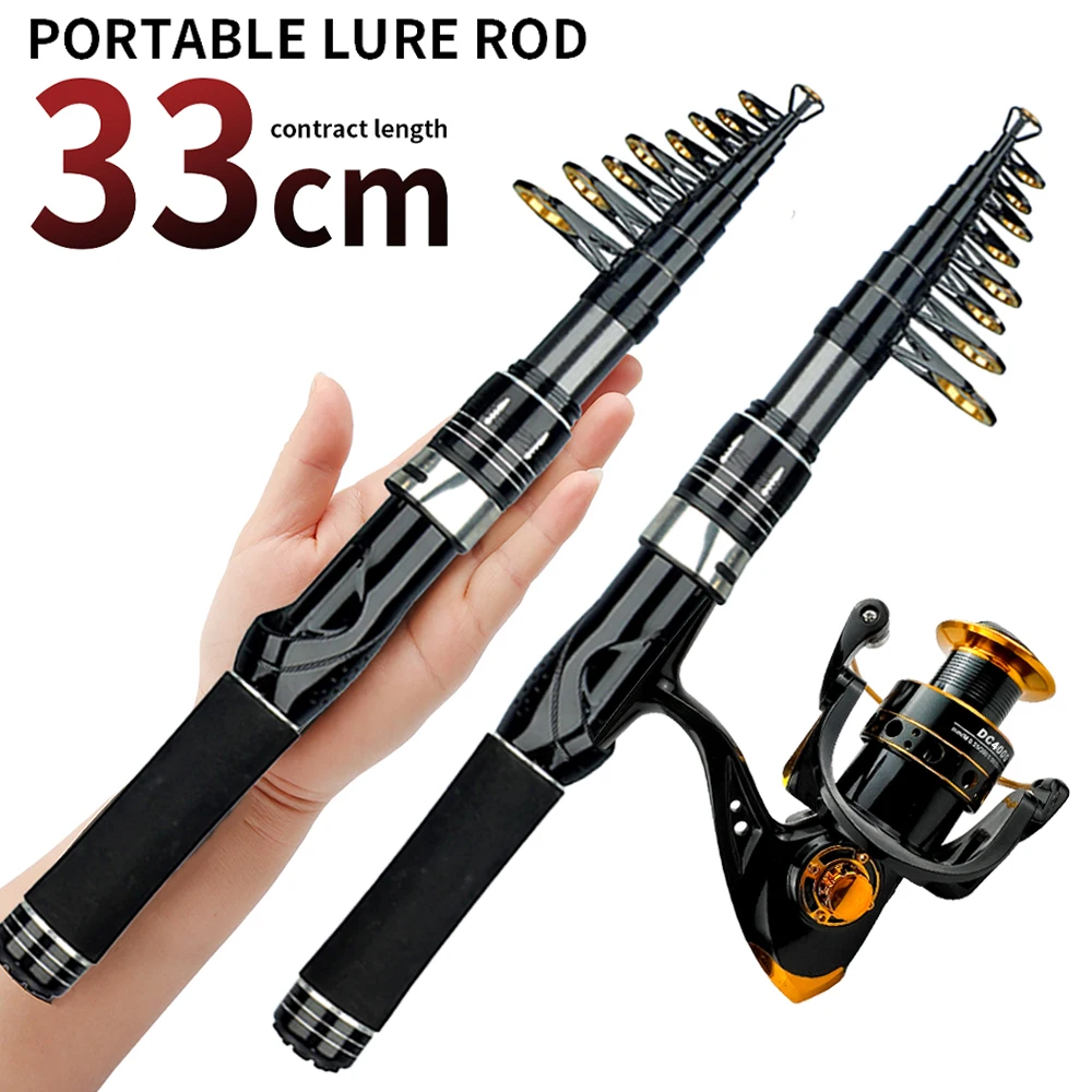 Carrete de caña de pescar giratorio de 1,5-2,4 m, Combo de viaje, caña de mar de carbono, relación de engranaje 5,2: 1, 1000/2000/3000/4000, carrete de Metal, rueda para lubina y carpa - imagen 2