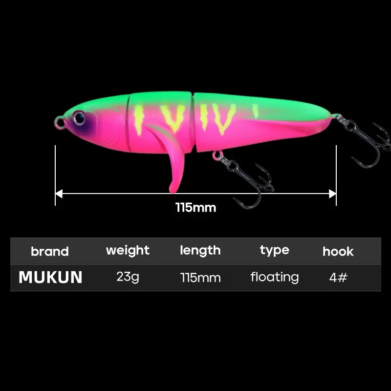 MUKUN Pencil Bait con hélice – Señuelo superficie para lucio - imagen 4