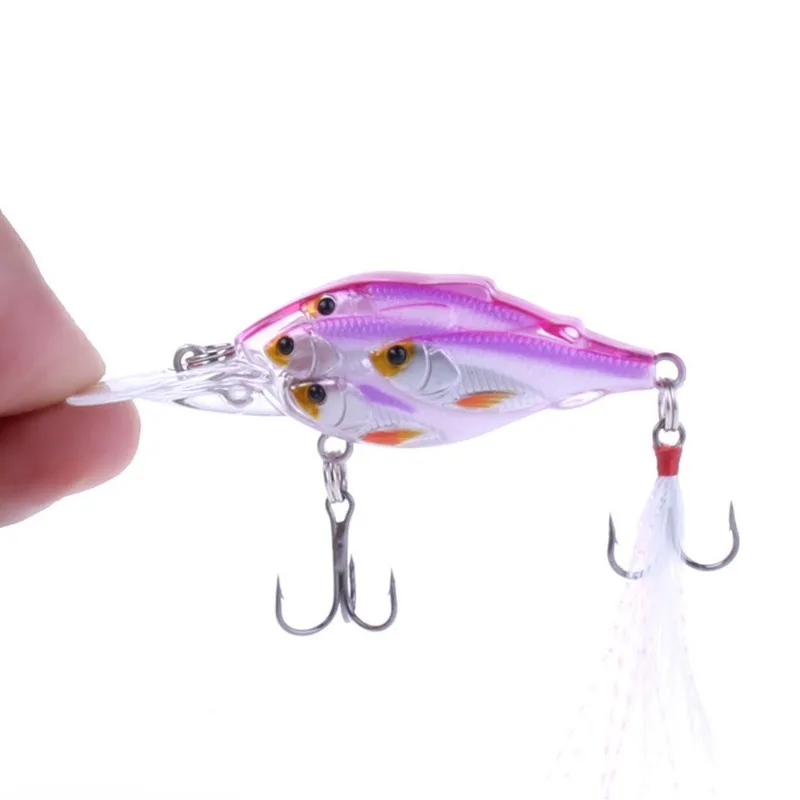 Señuelo de pesca de 5 piezas, anzuelo de plumas, señuelo flotante, cebo de pesca de simulación de plástico duro, suministros de pesca - imagen 5