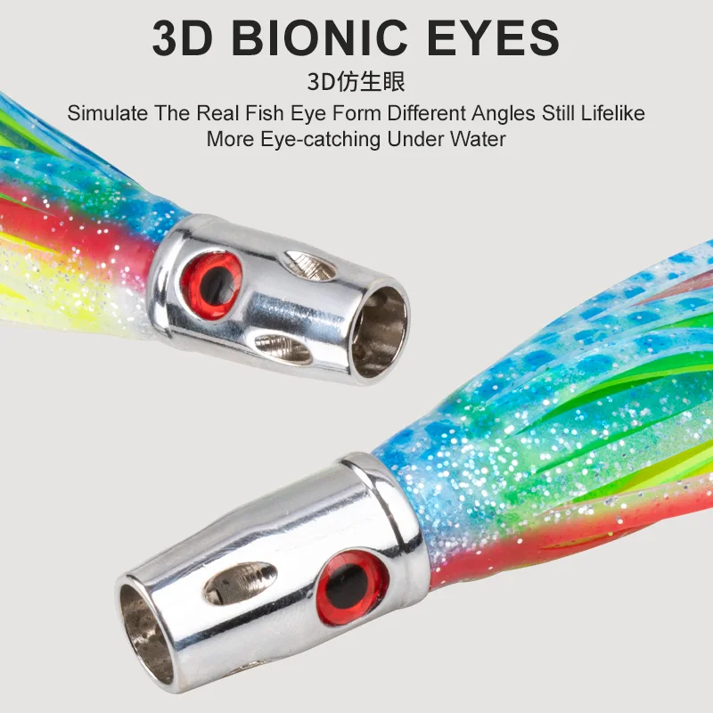 TEASER-señuelo de pesca de silicona, falda de cebo de calamar, pulpo, Marlin, atún, juego grande, arrastre, Ballyhoo, aparejo, 7 pulgadas, 18cm, 55g, TR003 - imagen 5