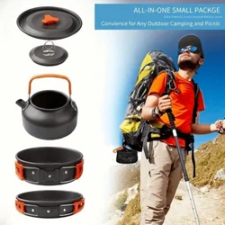 Juego de cocina plegable antiadherente para acampar y barbacoa