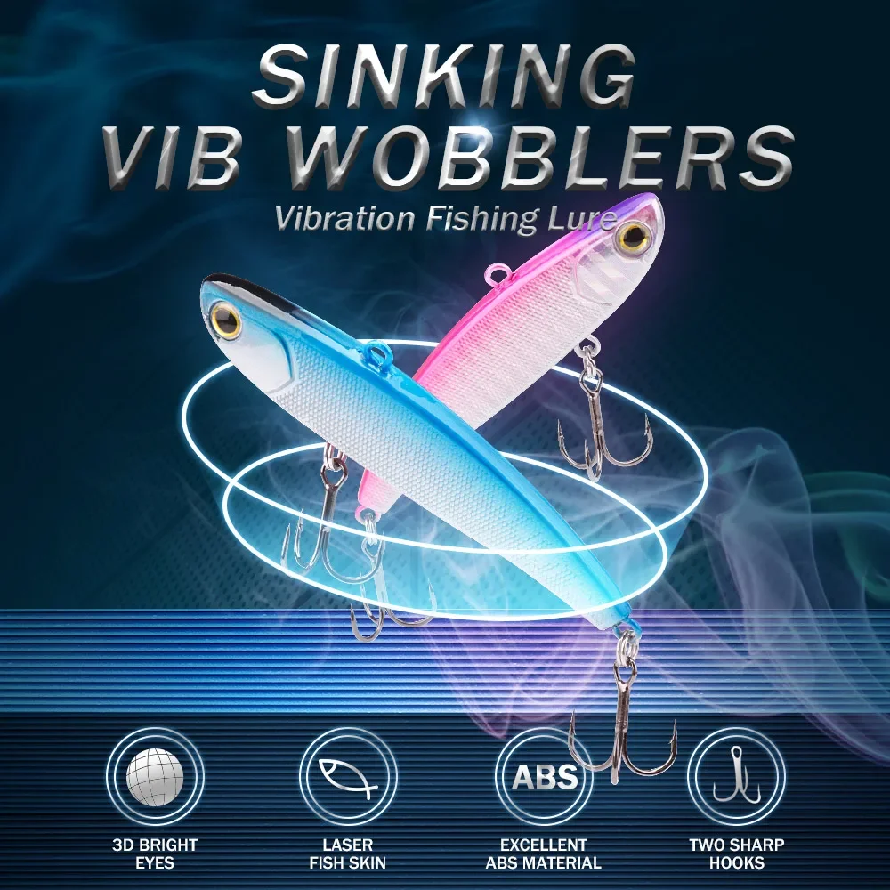 2024 Señuelos de pesca en hielo Rattlin Vib señuelo 90mm 22/30g Rattin Wobblers para pesca Zander hundimiento invierno Wobbler Tsuyoki Vibe señuelo - imagen 3