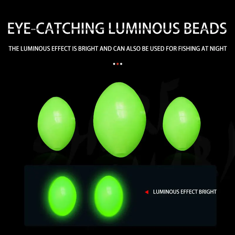 1000 Uds. Accesorios de pesca que brillan en la oscuridad cuentas de pesca de plástico duro/suave cuentas luminosas ovaladas tapón aparejos de cebo de pesca - imagen 5