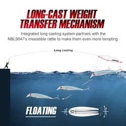 Señuelo flotante Noeby – Plástico duro biomimético para pesca en mar