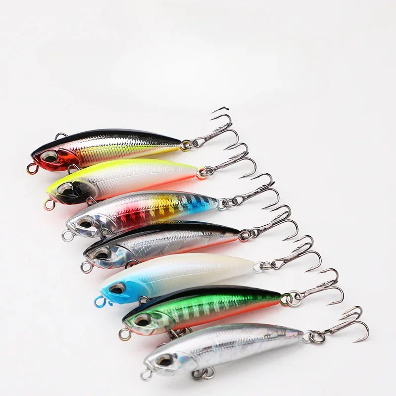 1 Uds Minnow hundimiento lentamente señuelo de pesca con lápiz 5cm 5g Crankbait Wobblers ABS cebo duro Artificial aparejos de pesca de mar y lago - imagen 2