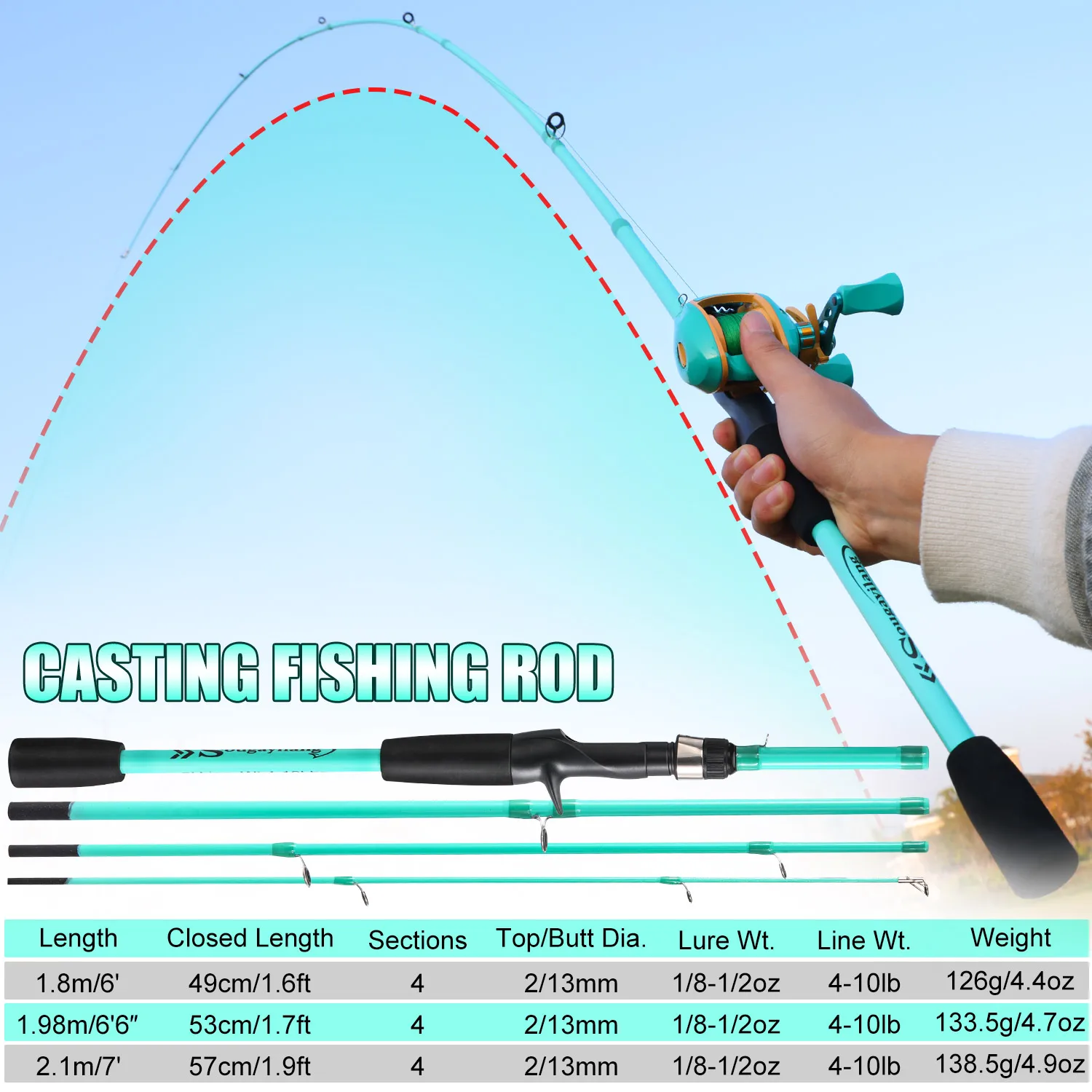 Sougayilang-caña de pescar ultraligera, señuelo de carbono de 4/5 secciones, peso de fundición, 5-20g - imagen 2
