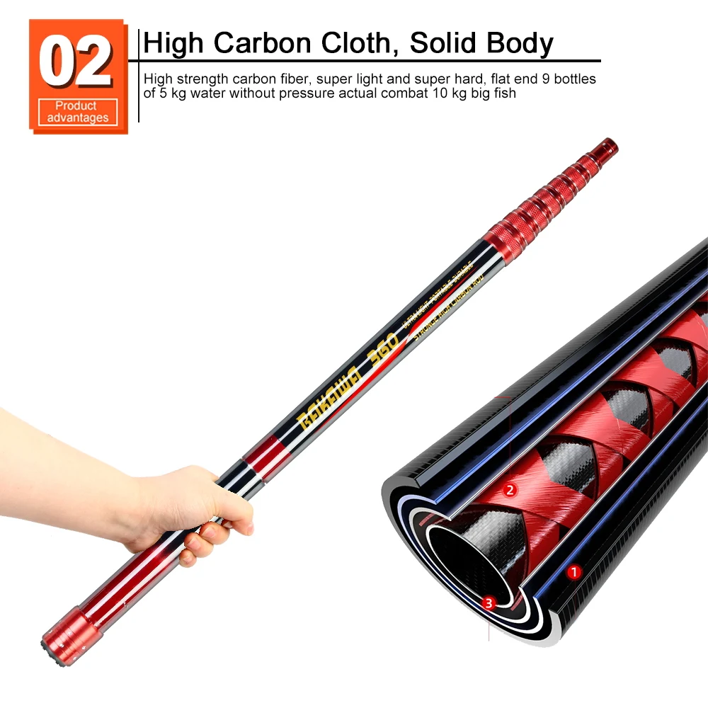 Red de pesca plegable BAKAWA, red de aterrizaje telescópica de 4m3,6 M, herramientas para moscas de fibra de carbono para carpa, red de inmersión manual de mar, accesorios de red de aterrizaje - imagen 5