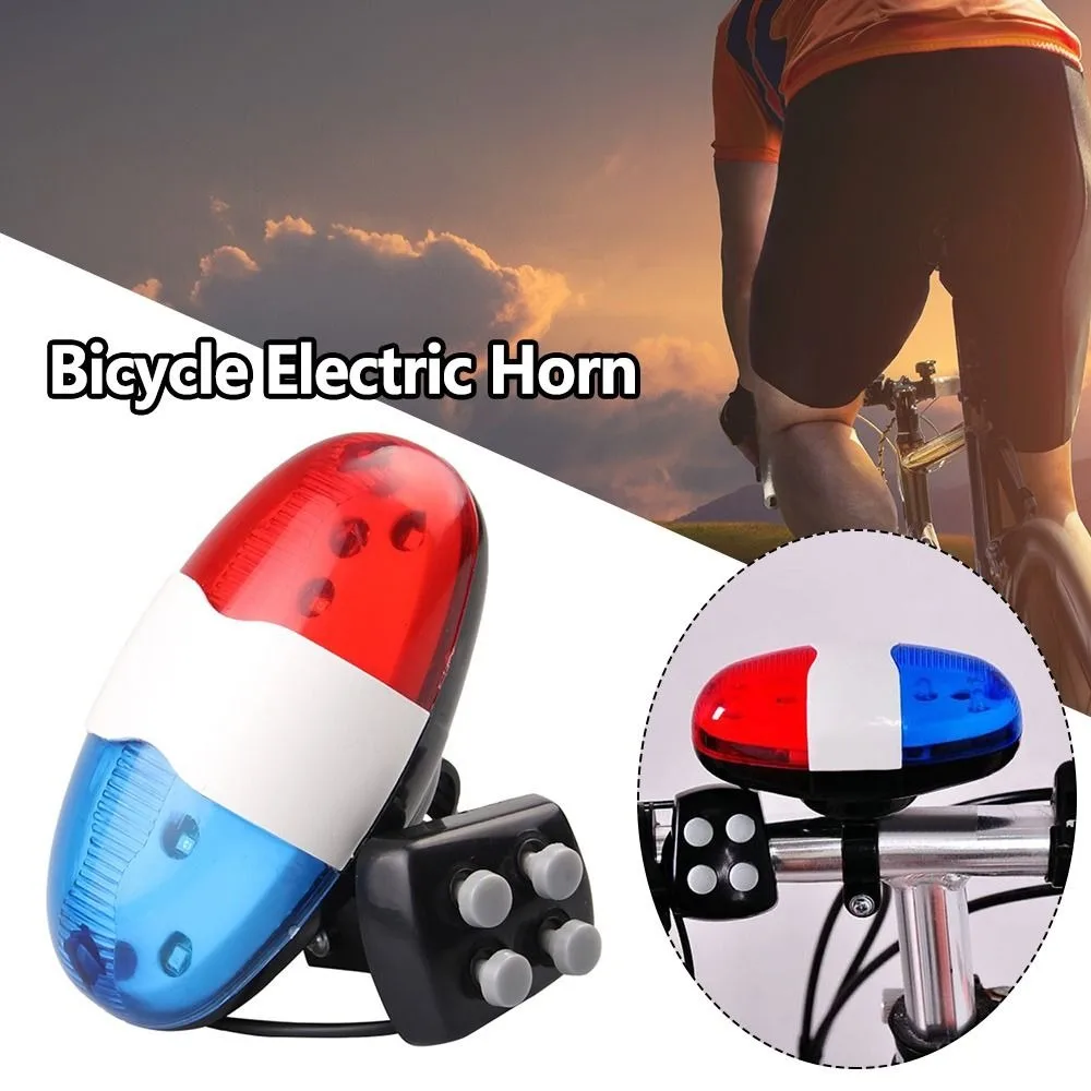Campana de plástico con 6 LED para bicicleta, 4 tonos, equipo de ciclismo, luz para coche de policía, bocina electrónica, sirena para bicicleta al aire libre para chico - imagen 4