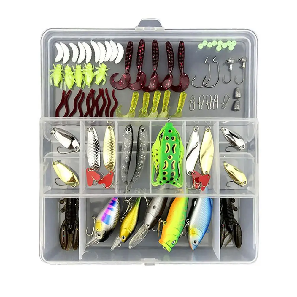 Juego de Señuelos de Pesca, accesorios de aparejos de pesca para agua dulce y Marina, cebo Artificial, cuchara de rana, cebo suave - imagen 4