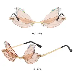 Gafas Sol Pesca Libélula con Alas y Diamantes sin Montura