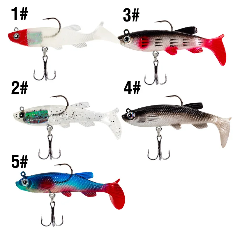 Señuelos de silicona blandos Wobbler, cebo Artificial, señuelo de pesca de silicona, lubina, carpa, pesca, cuchara de plomo, plantilla, aparejos de señuelo, 5 uds. - imagen 2