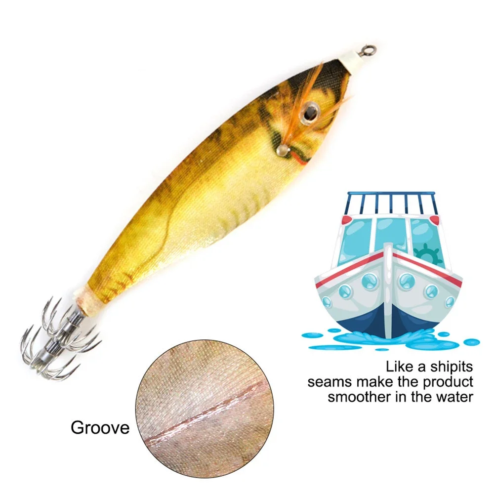 Señuelo de madera para camarones, 9cm, 16g, plomo, anzuelo de calamar, anzuelo luminoso para camarones de madera, pulpo, sepia, camarones, cebo de pesca duro - imagen 2