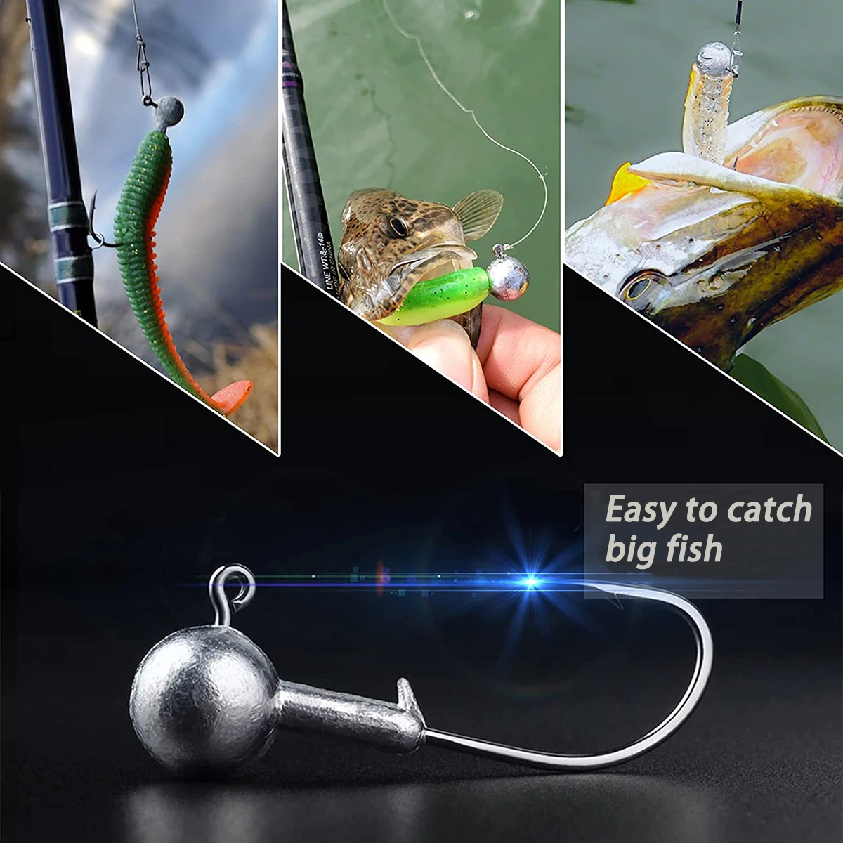 Anzuelo con cabeza de anzuelo, 1g, 2g, 3g, 4g, 5g, 6g, 7g, 8g, 9g, 10g, 12g, 14g, 16g, manivela, juego de Jigging lento para señuelo de gusano suave, anzuelo de aparejos de Pesca