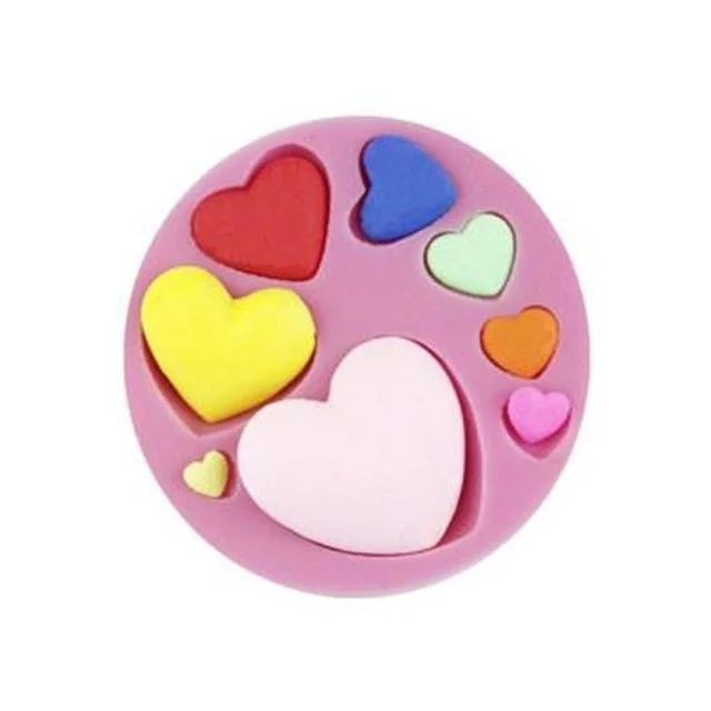 Molde de silicona para Fondant con forma de corazón amoroso, herramienta de decoración de pasteles, pasta de caramelo de Chocolate, corazón dulce colorido, DIY - imagen 2