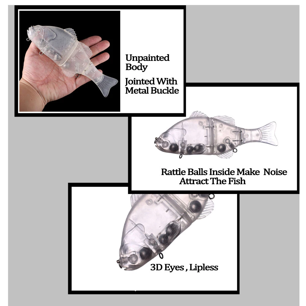 Chan'sHuang-Cebo en blanco sin pintar, 3 piezas, 15CM/19CM, Glider Swminbait, hundimiento, sonajero, Wobbler, Señuelos de Pesca artificiales DIY - imagen 4