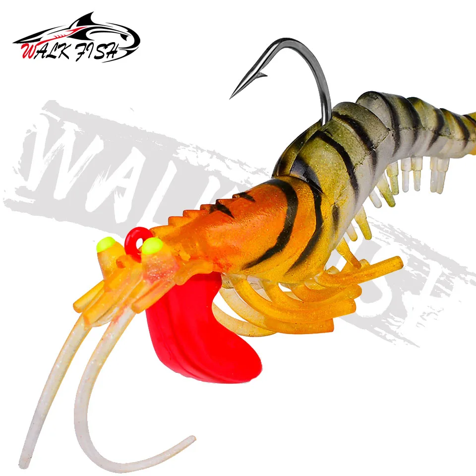 WALK FISH-cebo de camarón suave, señuelo luminoso de silicona con anzuelo Jigging, Swimbait Wobbler, 6G, 12G, 5G, 18g, 1 unidad - imagen 3