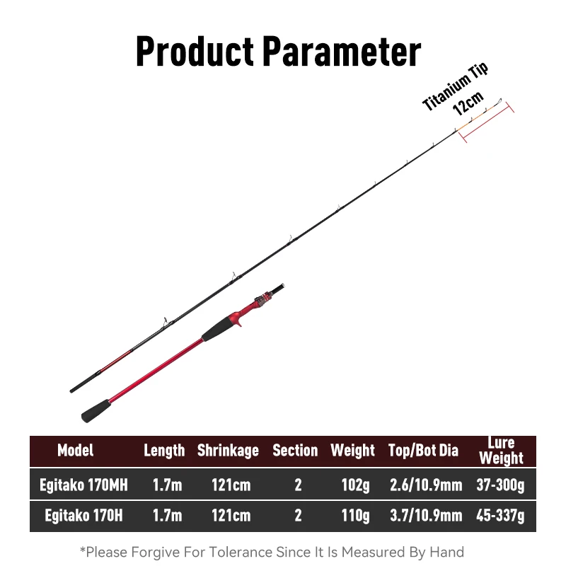 Cañas de pescar YOOFISH EGITAKO de carbono 170MH H 2 secciones pulpo punta de titanio sepia caña de pescar calamar barco caña de pescar - imagen 2
