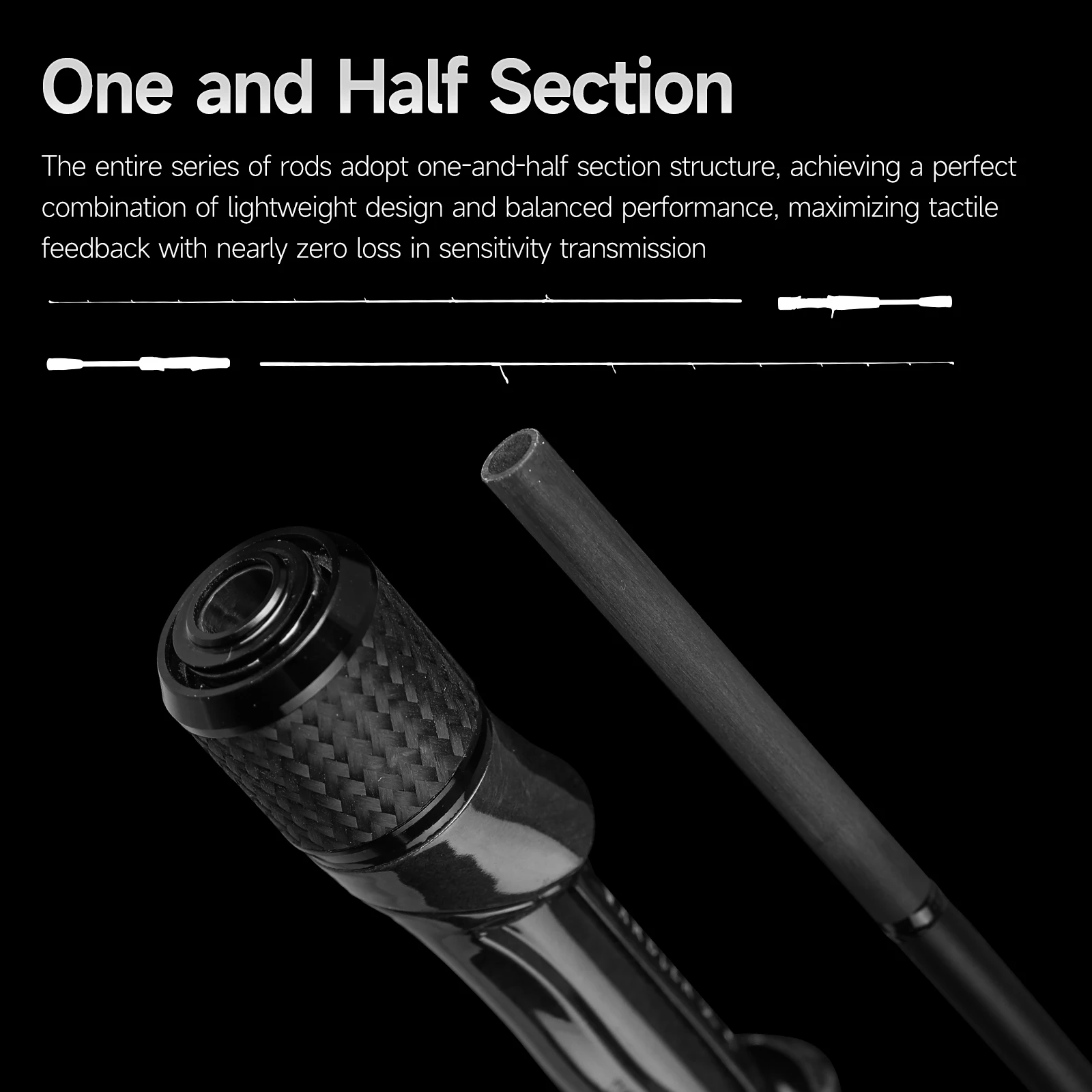 HANDING WARBLER Fishing Rod, anillos guía Fuji SIC, 40 + 30 toneladas, tejido de fibra de carbono, mango de fibra de carbono, cañas de pescar giratorias de fundición - imagen 5