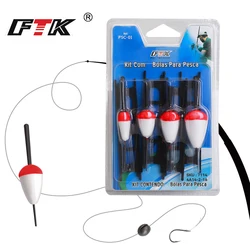 FTK-boya flotante de pesca/Kit de línea, Bobbers altamente visibles, sensibles y llamativos, con línea aparejada, accesorios de pesca