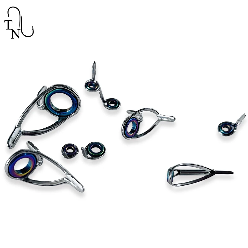Juego de anillos de pesca de fundición TN19, 9 piezas de tamaño mixto, Kit de reparación de poste, guías de ojos, juego de caña de pescar, accesorios de repuesto para construcción DIY - imagen 5