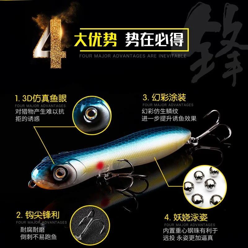 Topwater-señuelo duro Wobbler de 16g y 100mm para pesca de lubina, cebo duro para agua dulce y salada - imagen 3