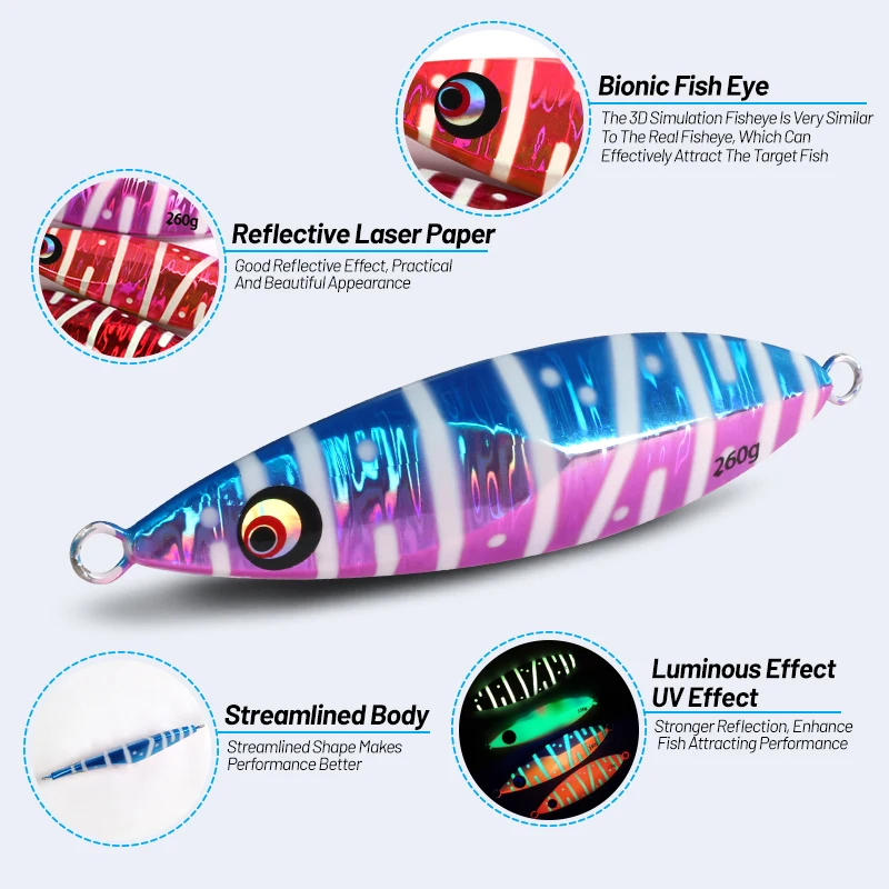 OBSESSION J86 señuelo de Jigging de Metal lento brillo 150g 200g 260g plantilla de caída de pescado Pesca de agua salada campo Pesca pescador cebo duro aparejos - imagen 5