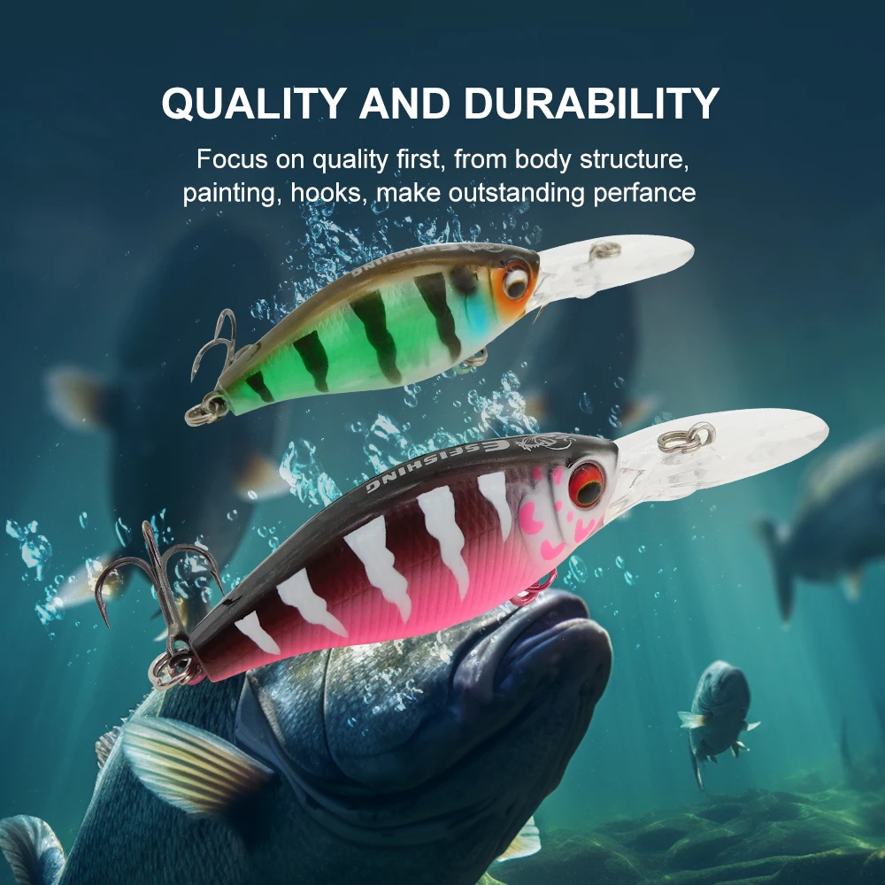 ESFISHING-cebo duro flotante profesional Lucky Prince PLUS, 52mm, 72mm, buceo, 1,2 m, Wobbler, Lucio, aparejos de pesca - imagen 5