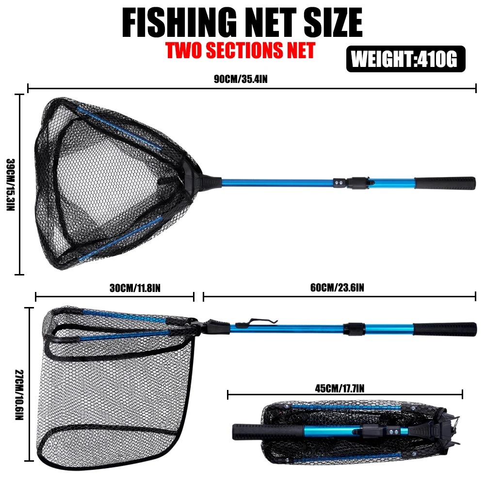 Red de pesca SAMOLLA, red de aterrizaje recubierta de goma, poste de fácil captura y liberación, accesorios telescópicos plegables para productos de pesca en el mar - imagen 5