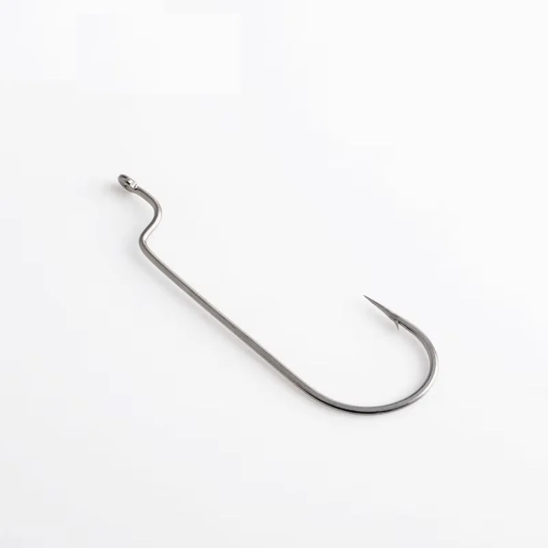 NGB 6PCS Señuelo de anzuelo compensado de pesca de acero rico en carbono 1/0 2/0 3/0 1 2 3 # Gancho de manivela circular, anzuelos de cebo blando con gusano