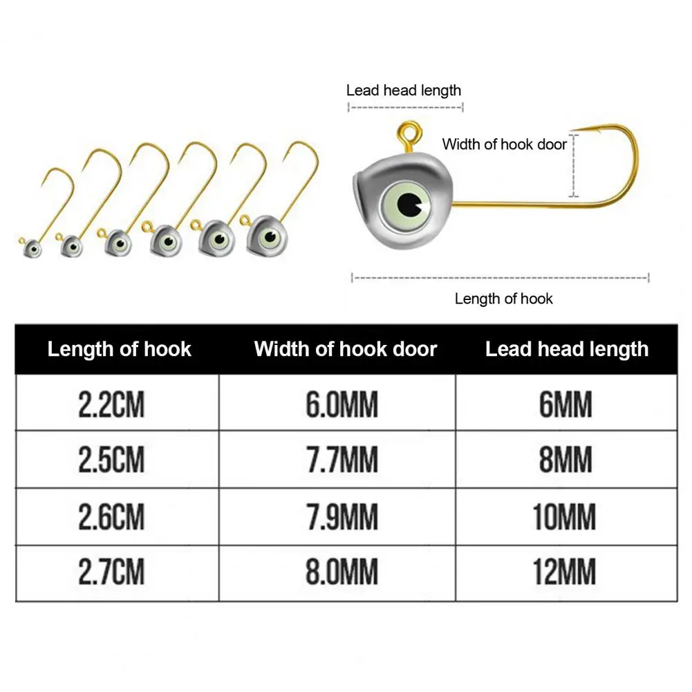 10 stuks 3D-ogen vishaakset voor zoetwatervissen, zware metalen haakjes met weerhaken, jig head haken, outdoor accessoires - imagen 2