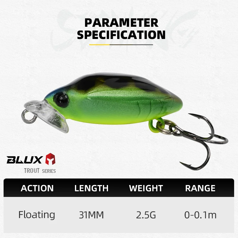 BLUX STINKBUG señuelo de pesca de insectos 31mm 2,5g BFS Topwater Crankbait manivela rodante Popper de agua dulce cebo Creek aparejos de trucha - imagen 2