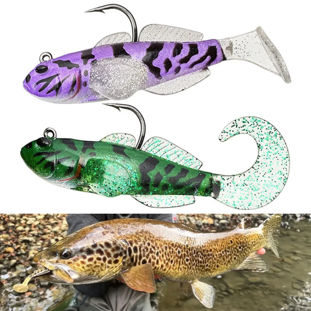 3 piezas de cola de paleta Goby Softbait 12G/22G Pesca en agua salada señuelos blandos Wobblers de silicona cebo Artificial aparejos de lubina anzuelos Pesca - imagen 2