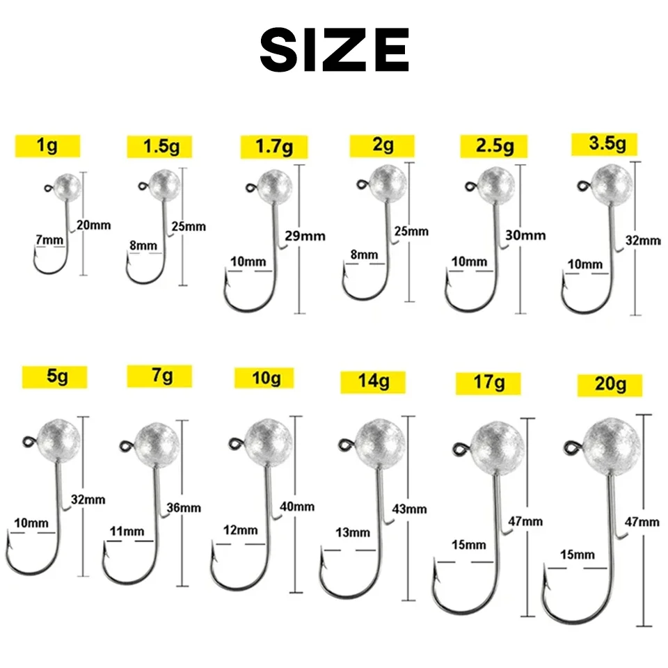 Anzuelos de Pesca Hangnail, 10 Uds., 2g, 5g, 7g, anzuelos con cabeza de manivela, cabezal de plantilla de vástago largo de acero rico en carbono para aparejos de Pesca de gusano blando - imagen 4