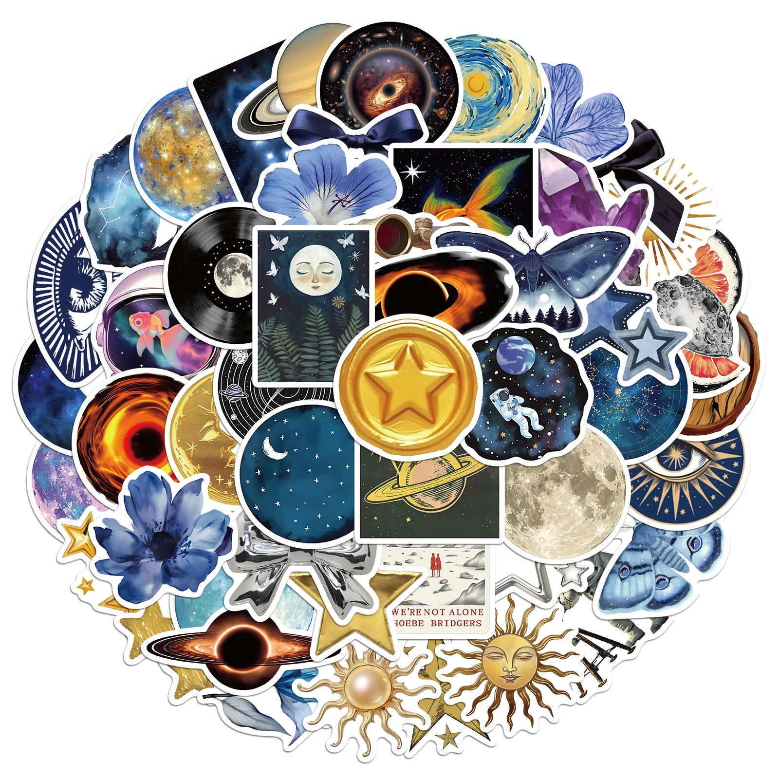 50 Uds. Pegatinas estéticas de arte del planeta del universo DIY teléfono guitarra portátil maleta taza pegatina impermeable juguetes para niños - imagen 3