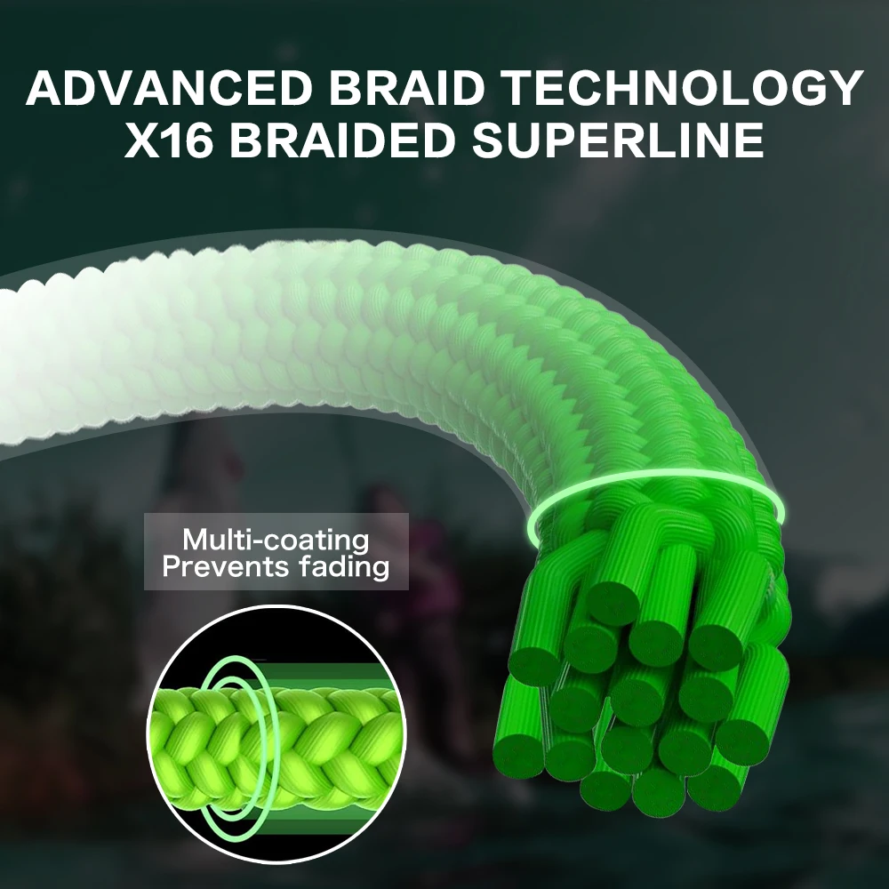 ZUKIBO-sedal de pesca trenzado de 16 hebras X16, hilo de PE trenzado resistente a la abrasión con núcleo hueco para pesca en agua dulce o salada - imagen 2