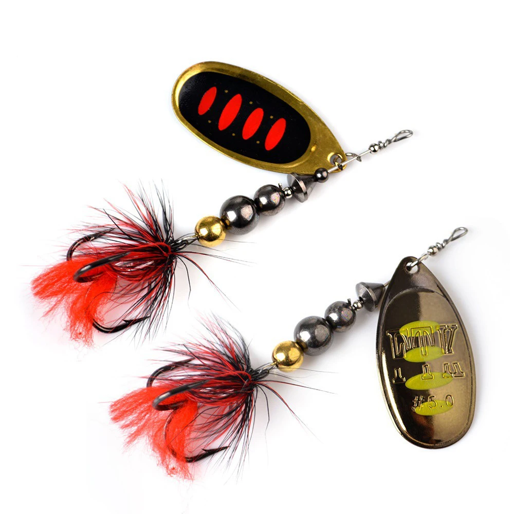 Señuelo de pesca giratorio, cebo Artificial de agua salada, pluma, anzuelo triple, 1 #, señuelo duro de Metal, aparejos Wobblers - imagen 4