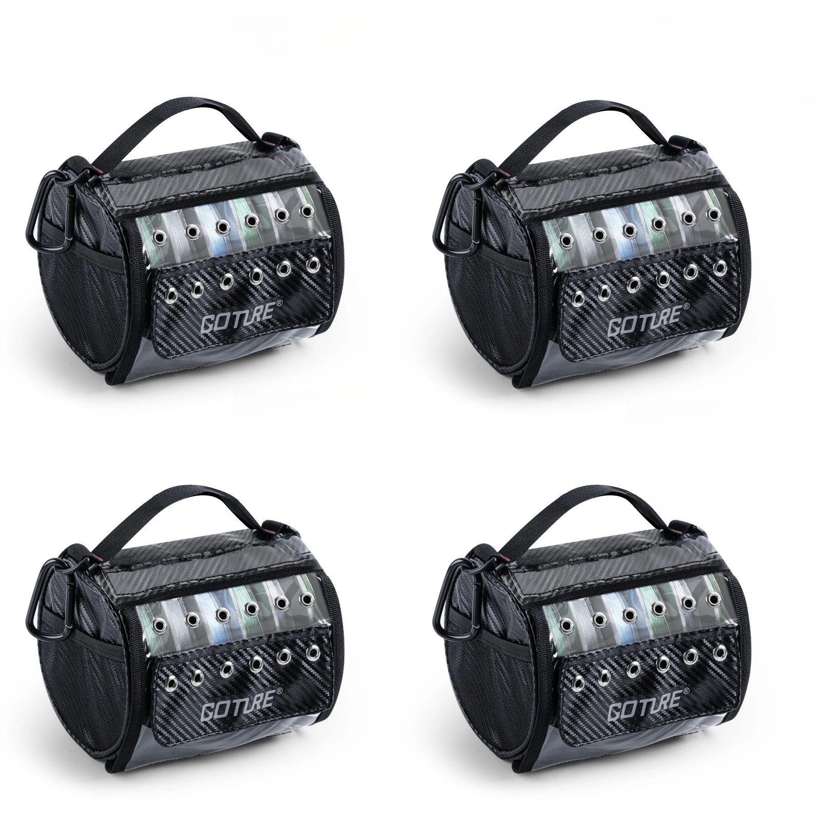 Goture-bolsa de almacenamiento de sedal de pesca con 3-6 agujeros, ventana de visión clara, estuche de sedal, divisor extraíble, organizador de sedal