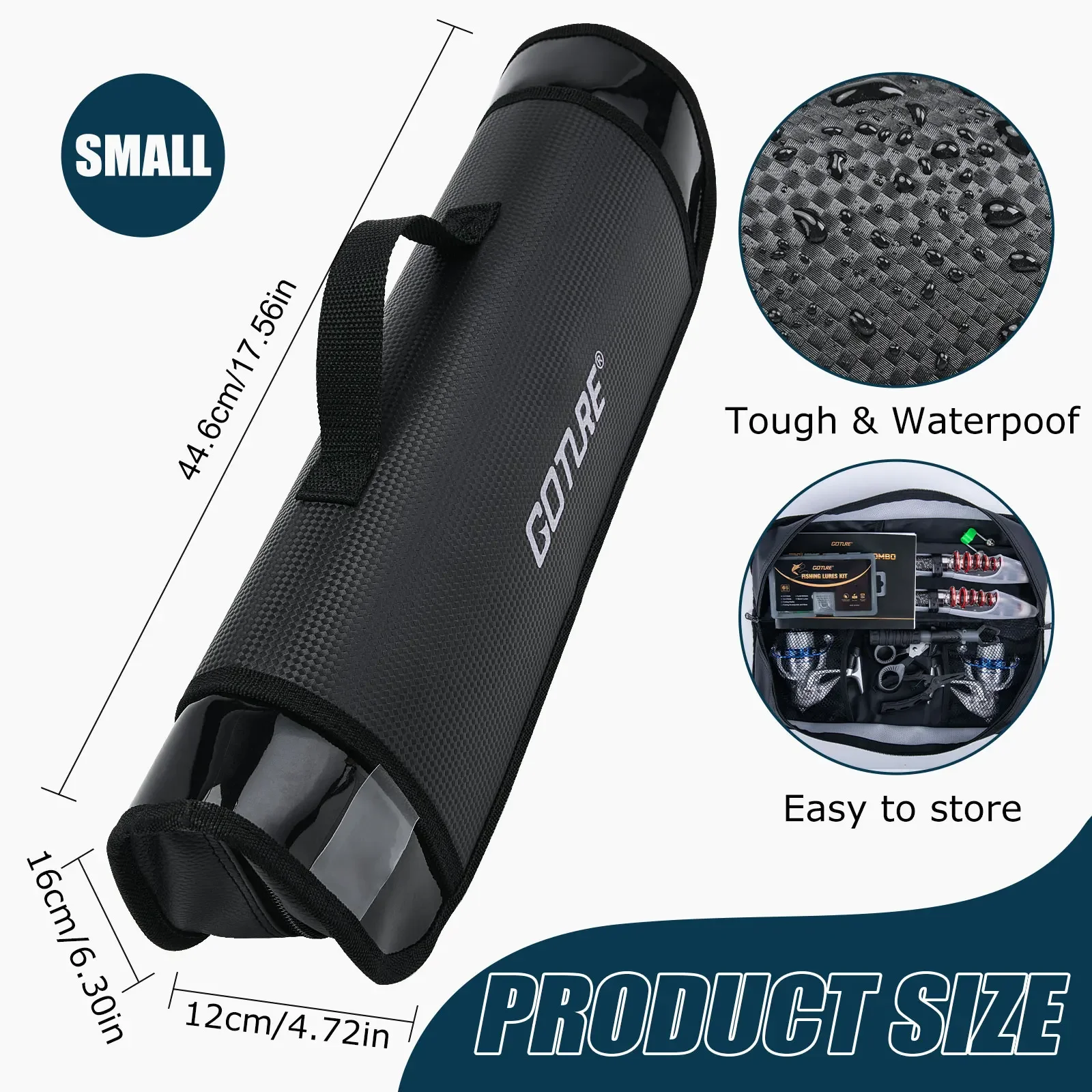 Goture Juego de 2 varillas telescópicas y 2 carretes con aparejos, kit completo de 66 anzuelos, rueda para pesca en agua dulce y salada