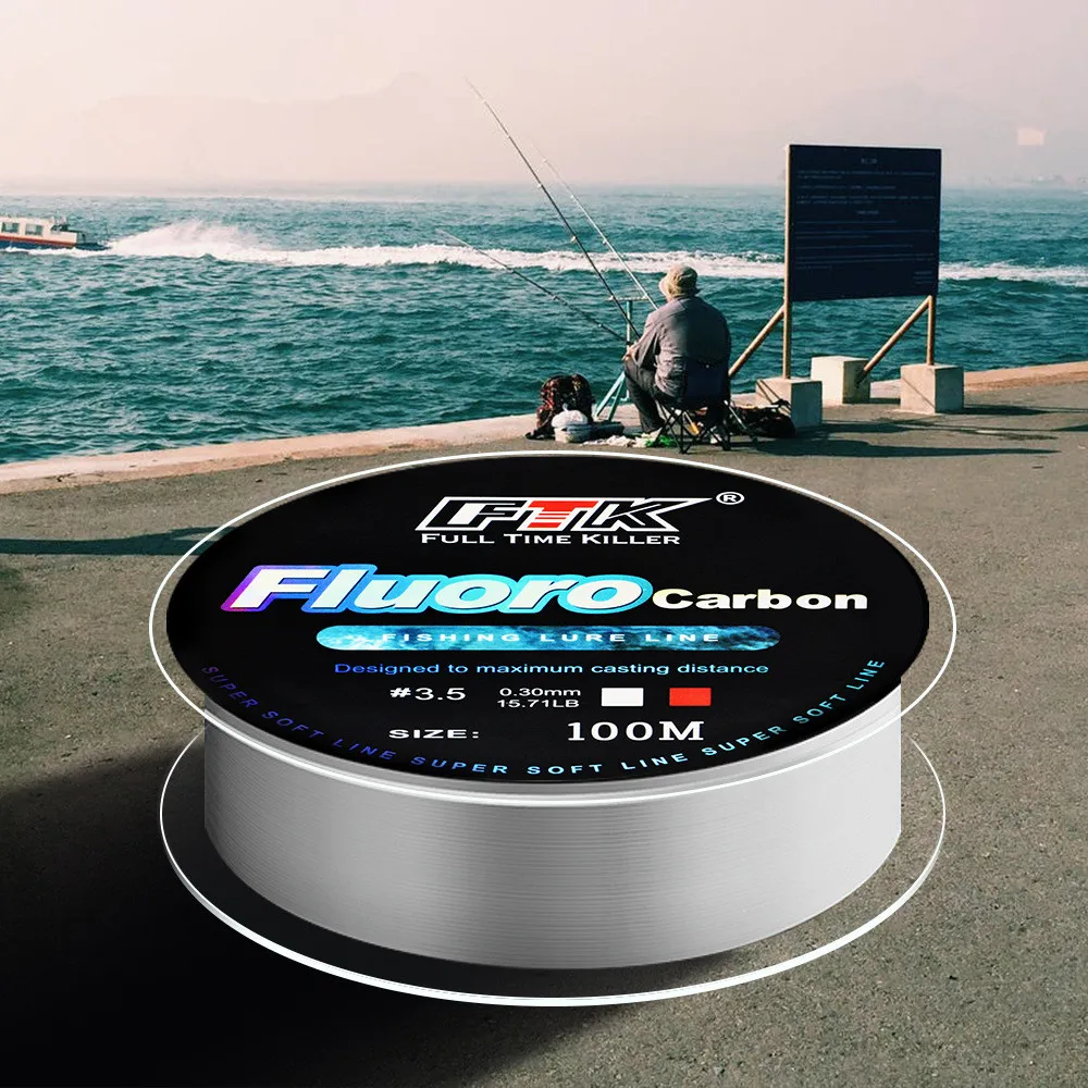 Línea de pesca con cebo de fluorocarbono de 100m, pesca con mosca de fibra de carbono, pesca salvaje, pesca en el mar, accesorios de pesca, herramientas, al aire libre - imagen 3