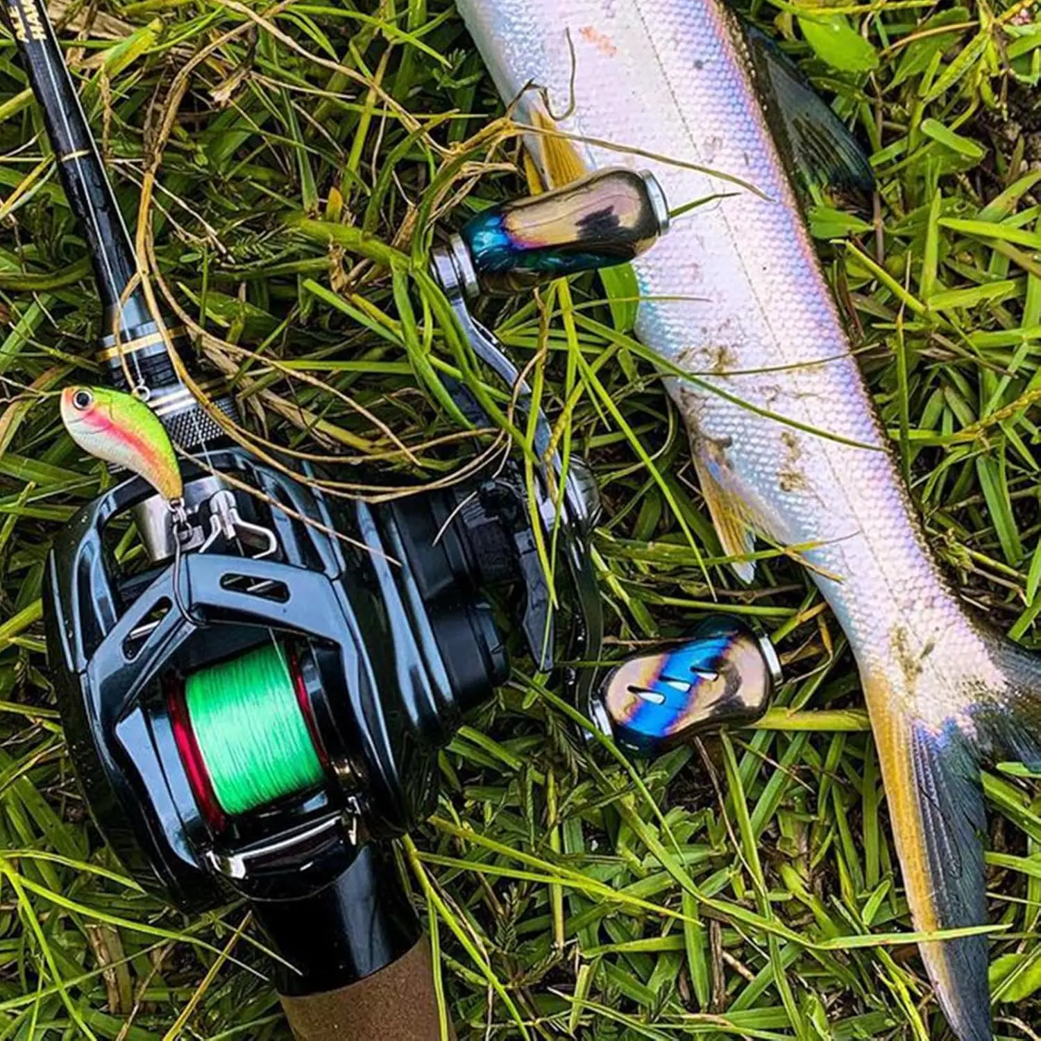 Manivela Gomexus de 90mm con perilla de titanio de 22mm para carrete Shimano Curado Aldebara BFS Bantam Daiwa Steez Tatula Abu Baitcaster - imagen 5