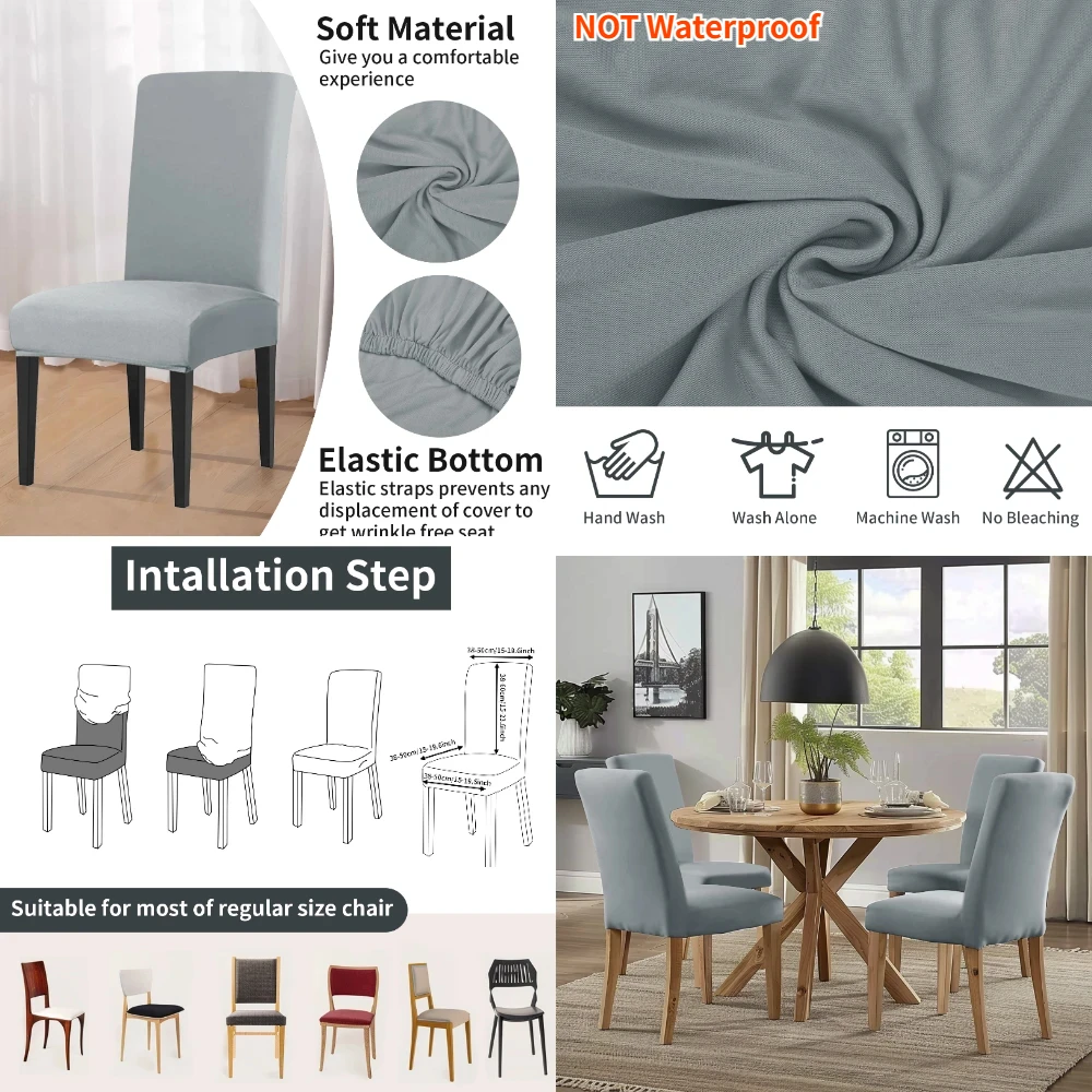 Fundas protectoras para sillas de comedor, juego de fundas elásticas extraíbles y lavables para asiento de cocina, decoración del hogar, 4/8 - imagen 5