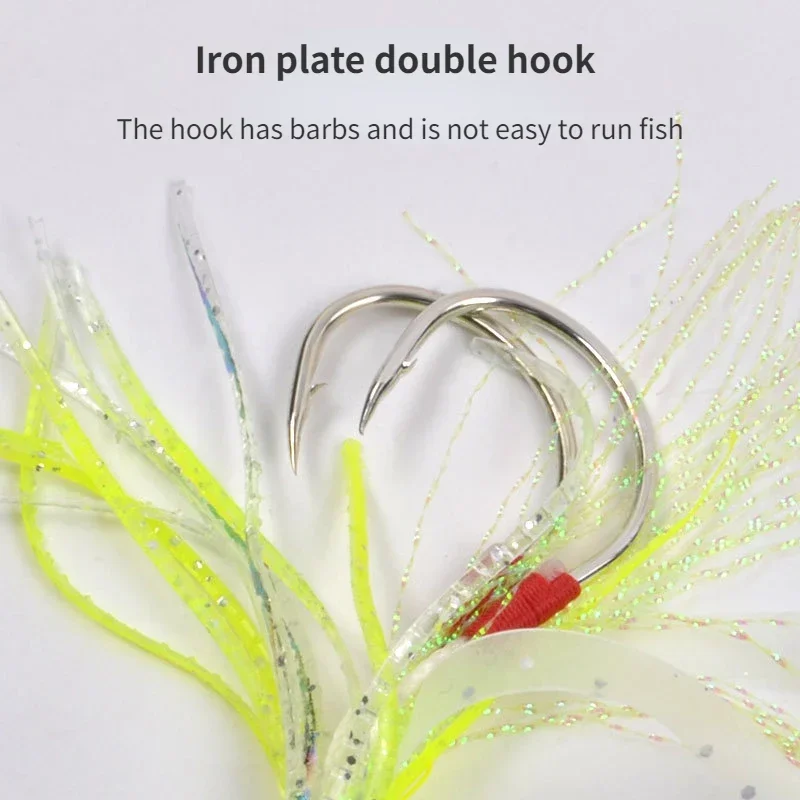 Cebo de falda de calamar de silicona suave, anzuelo de ayuda de Jigging lento, plantilla luminosa para curricán, señuelo de agua salada, accesorios de pesca de aguas profundas - imagen 3