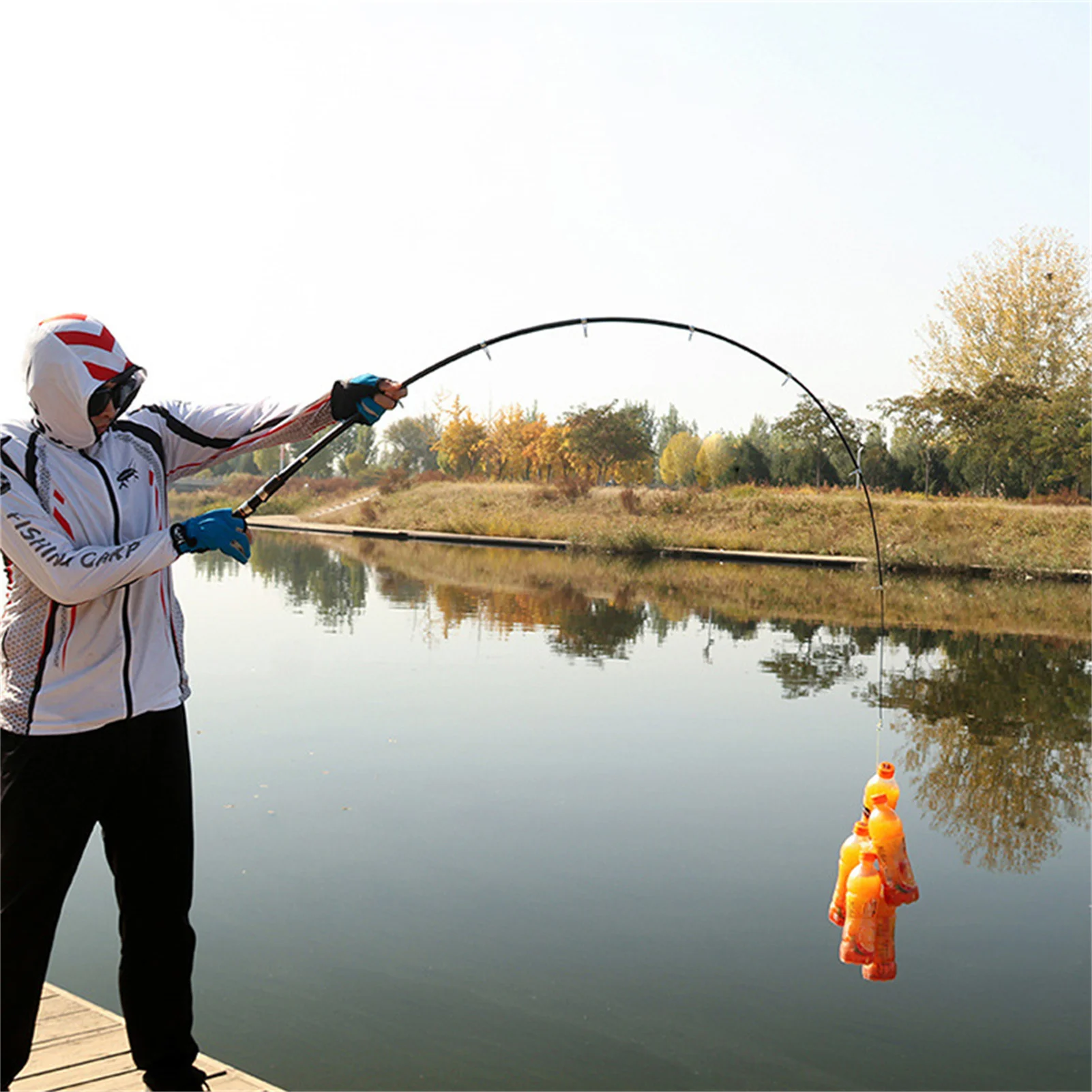 Caña de pescar corta portátil, caña de mano telescópica de 33/34/35cm para uso en agua dulce y salada, caña de pescar ultraligera de fibra de carbono, 1 ud. - imagen 5